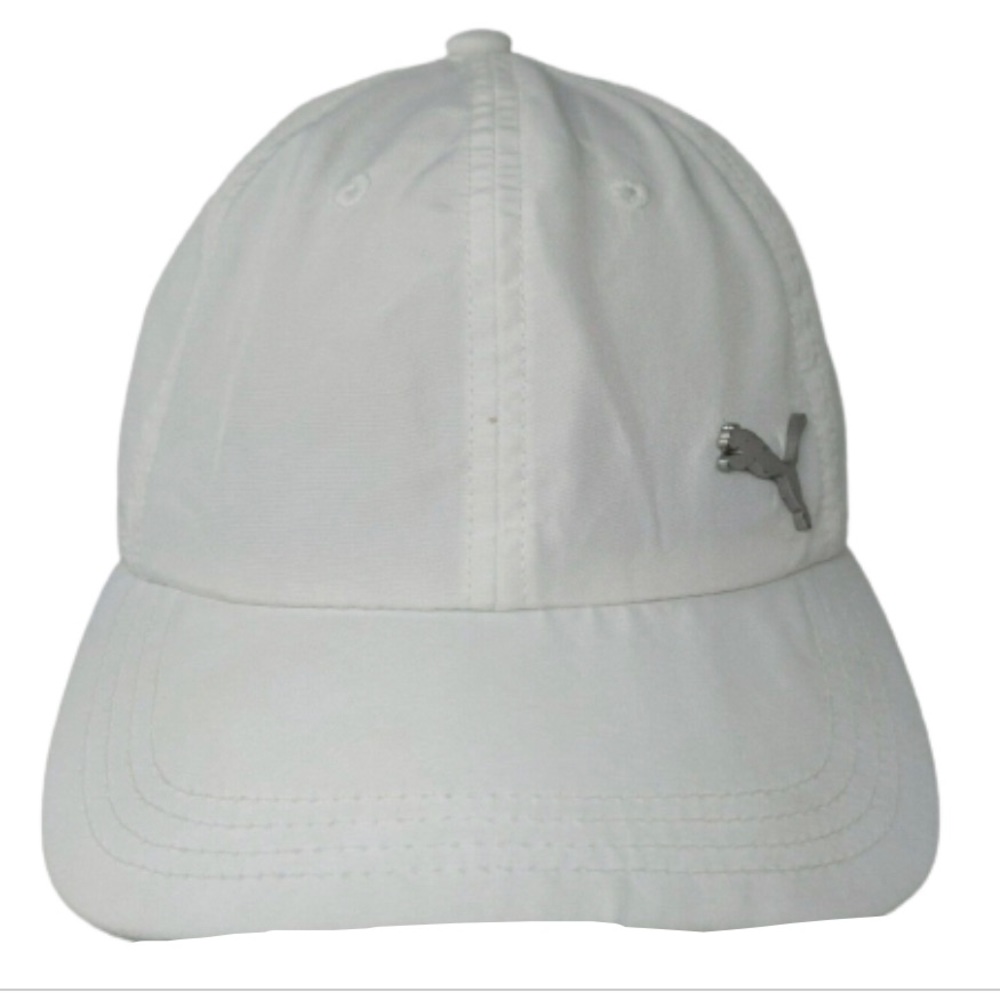 PUMA White Slideback Hat Cap Adjustable Logo Badge NEW